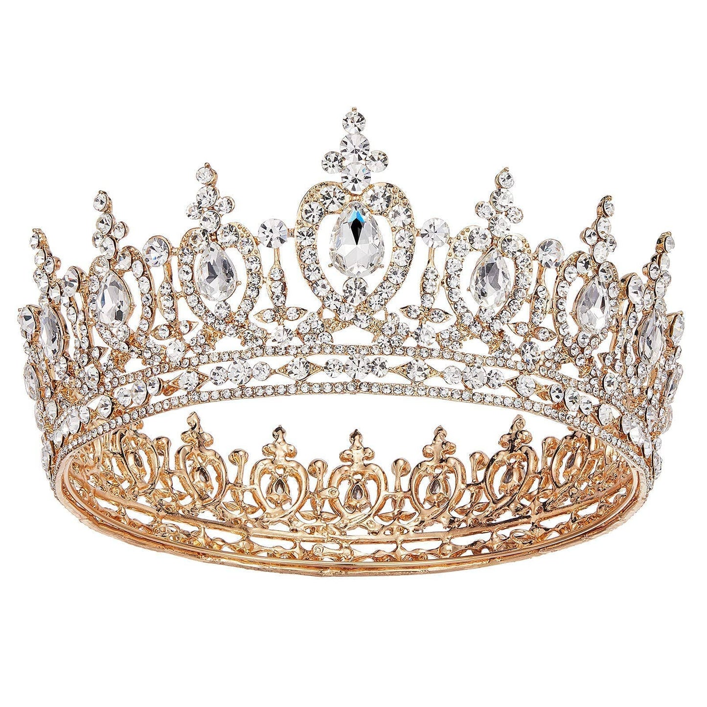 Baroque Queen Crown for Women Wedding Tiara for Bride Gold