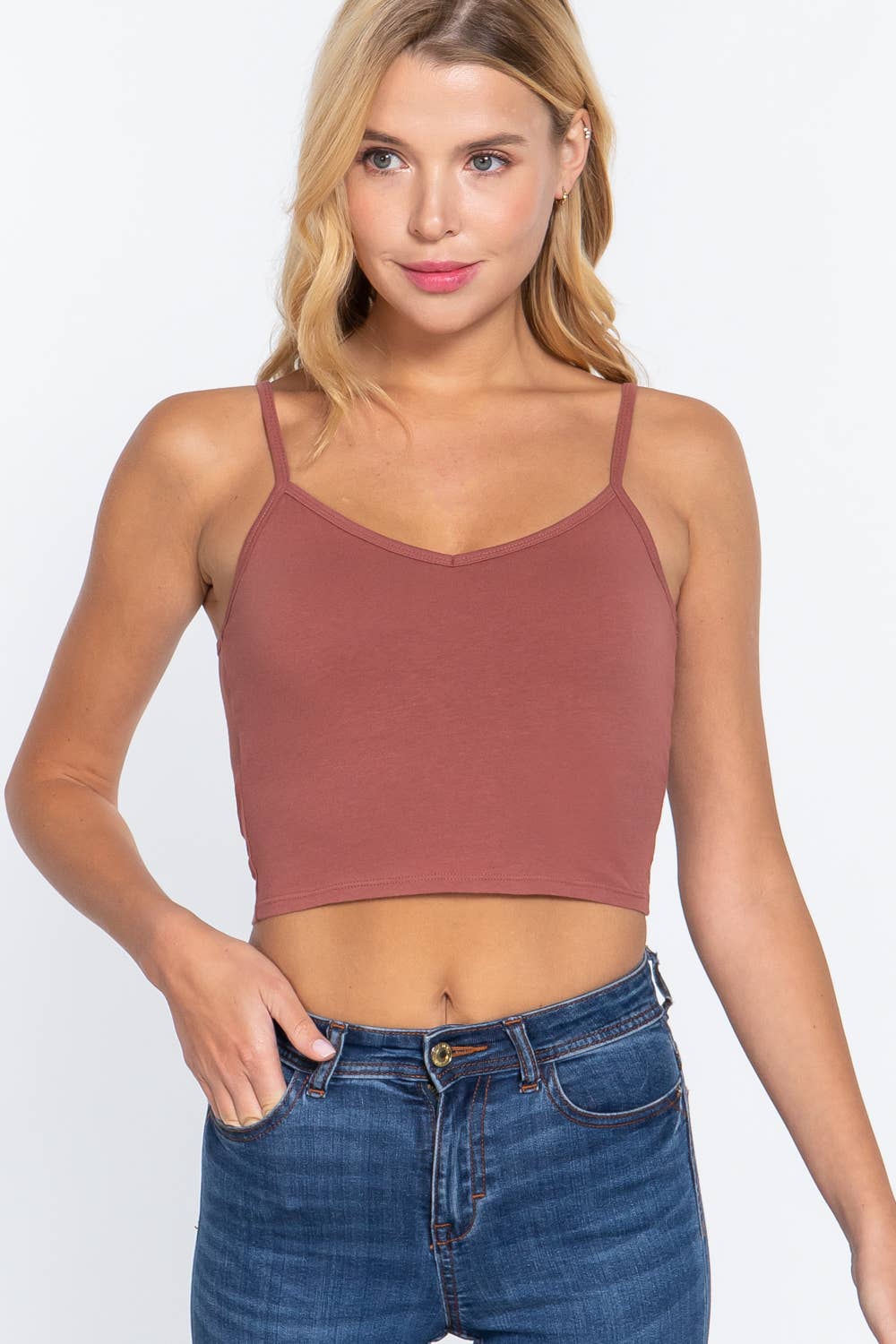.SI-22532 FITTED REMOVABLE BRA CUP CROP CAMI