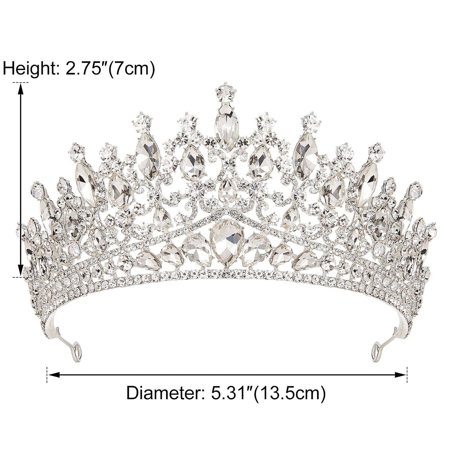 Crystal Crowns and Tiaras for Women, Queen Crown Silver