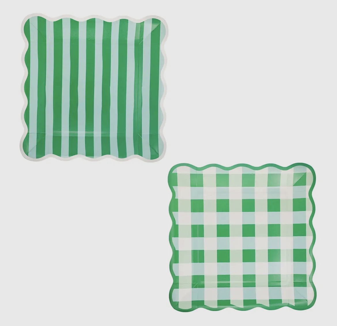 Gingham and Stripes Scallop Plates