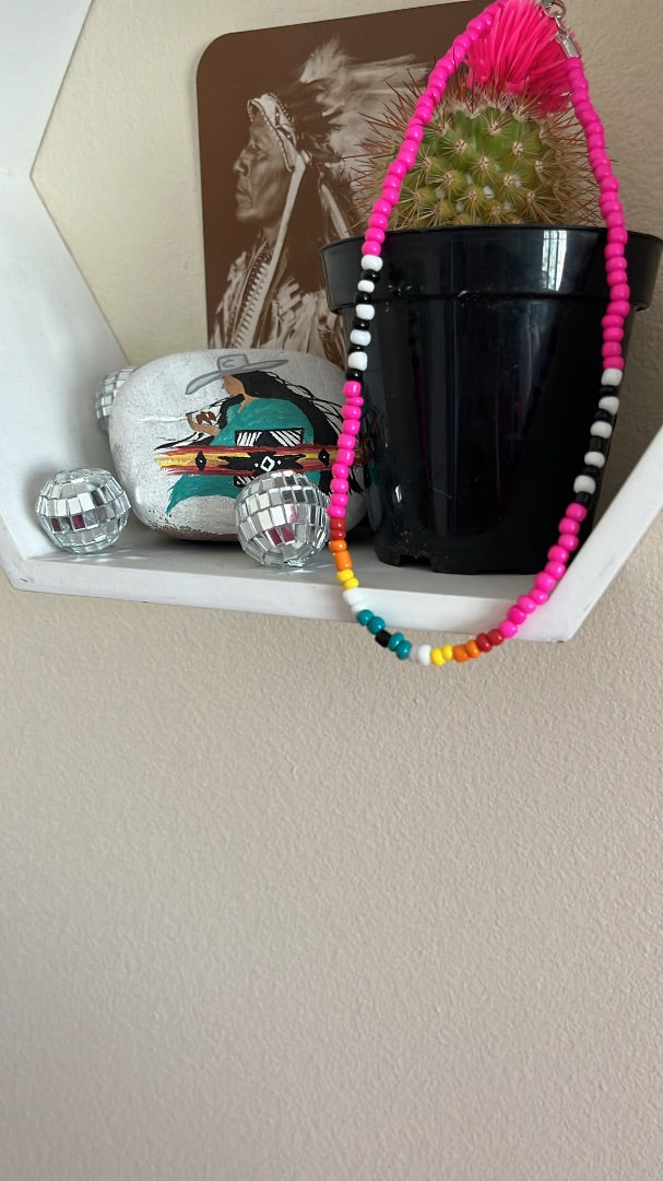Pink serape necklace