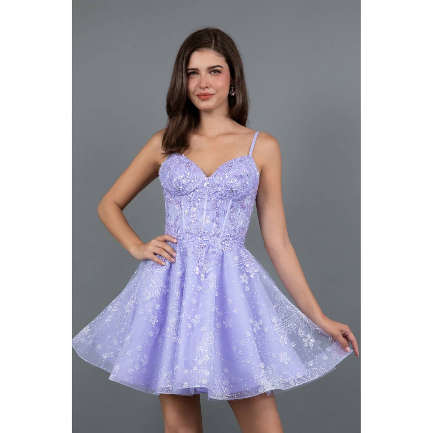 Short Corset Dress With Floral Embroidery