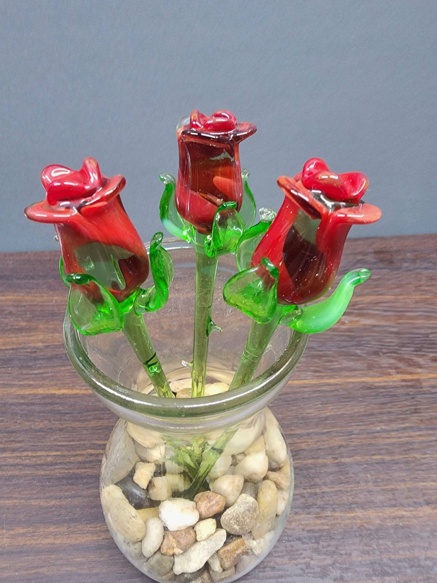 Red Glass Rose - Red Rose - Single Rose - Handmade Flower -
