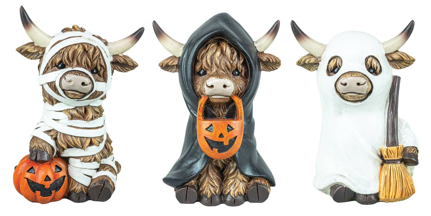 TRICK OR TREATER HIGHLAND COW 3 ASSORTED