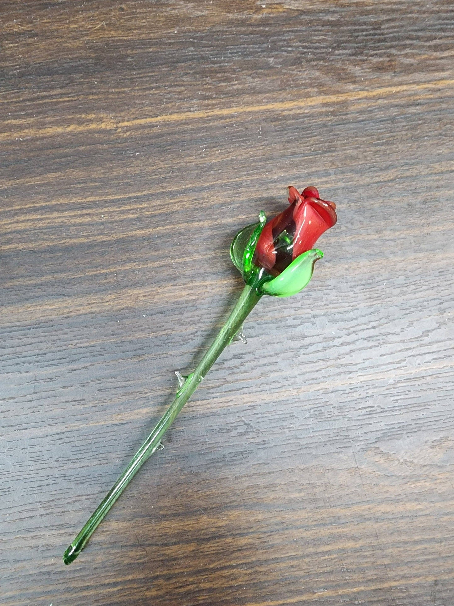 Red Glass Rose - Red Rose - Single Rose - Handmade Flower -