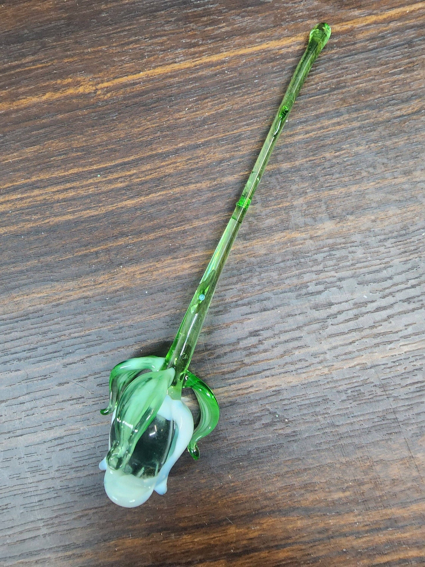 Glass Rose - White - Single Rose - Handmade - Short Stem