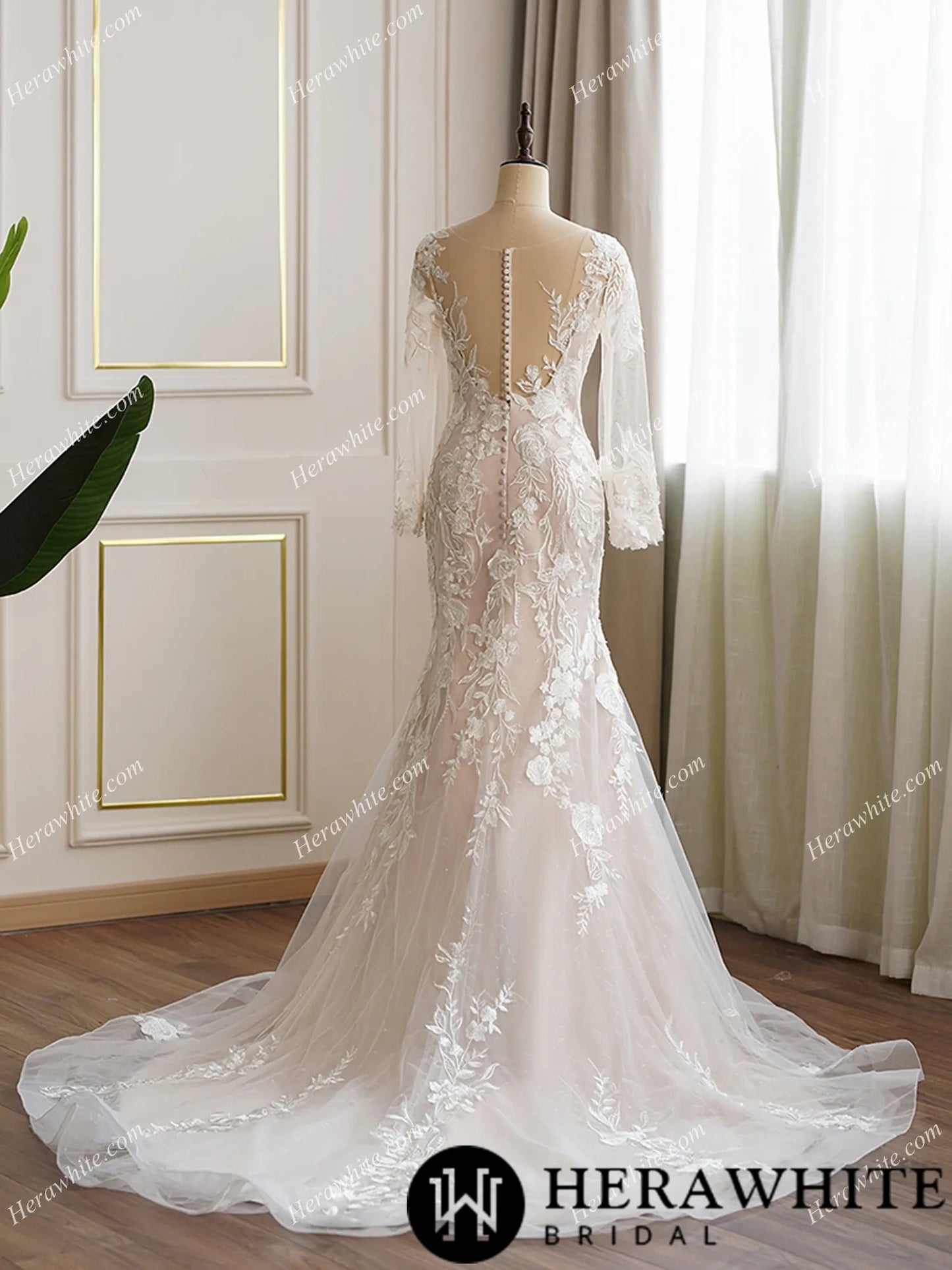 Ultimate Floral Fit and Flare Long Sleeve Wedding Dress