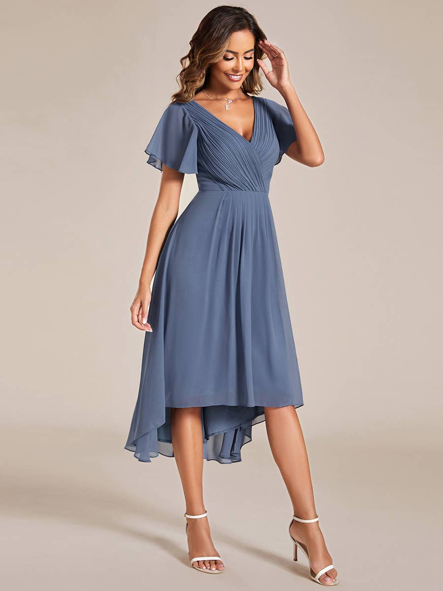 Pleated Ruffles Chiffon Wedding Guest Dresses