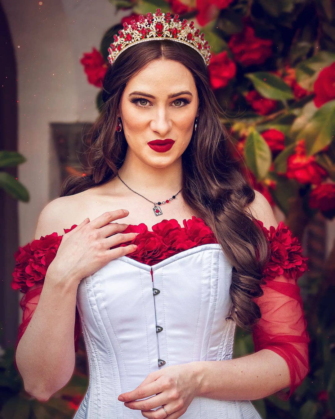 SWEETV costume crystal crowns: Red