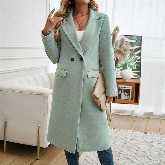Solid Color Mid-Length Lapel Cardigan Coat