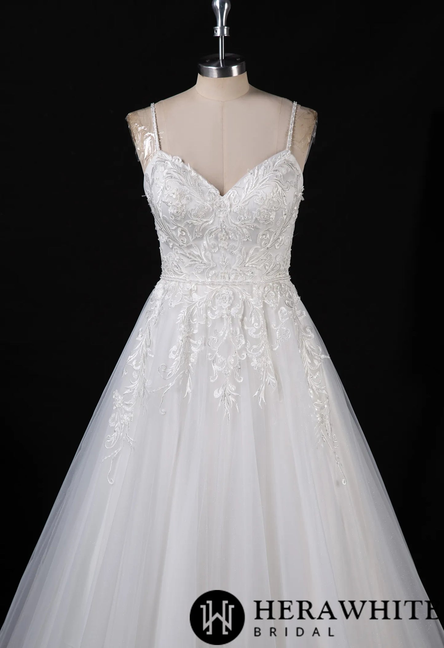 Sparking Tulle Wedding Dress With Beaded straps