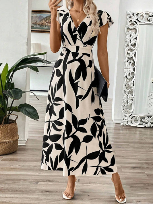 V-neck Printed Dress
