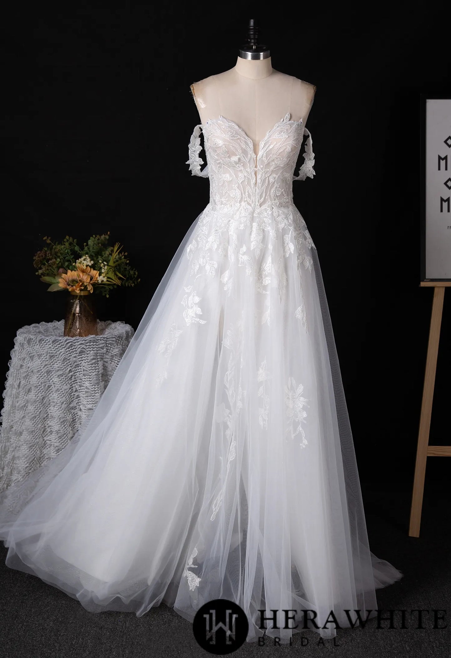 Whimsical A-line Beach Bridal Gown With Slit