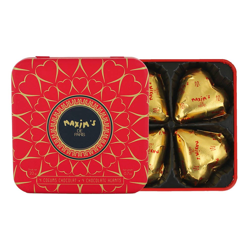 Display 24 metal boxes with 4 chocolate hearts