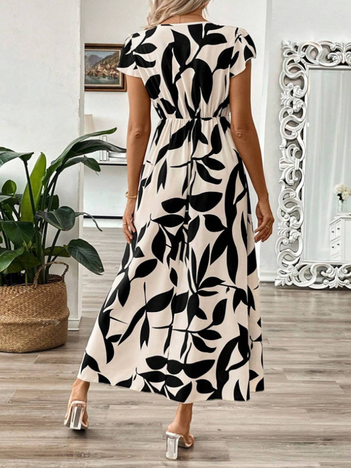 V-neck Printed Dress