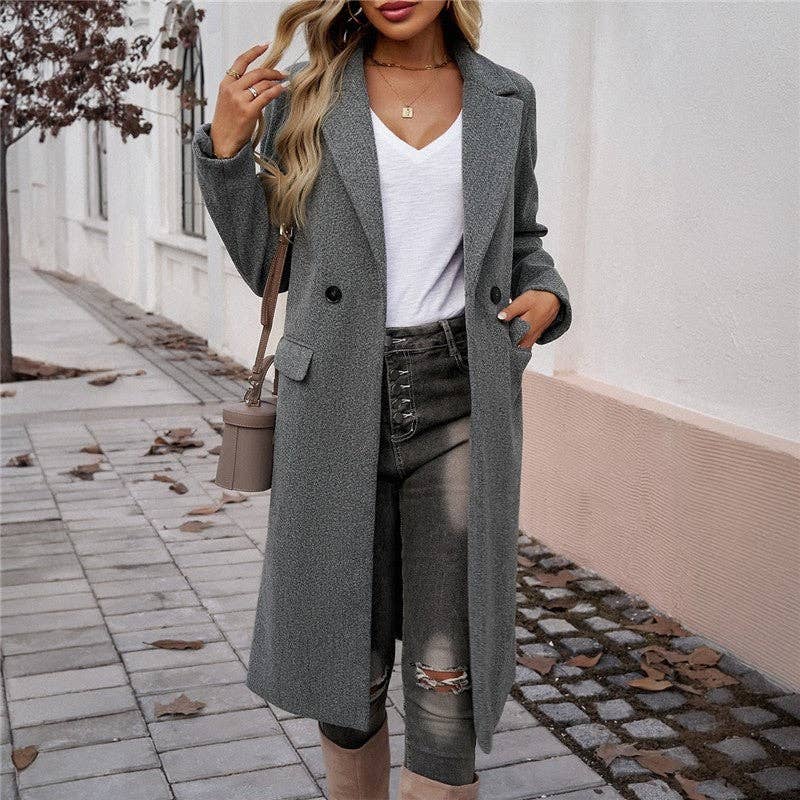 Solid Color Mid-Length Lapel Cardigan Coat
