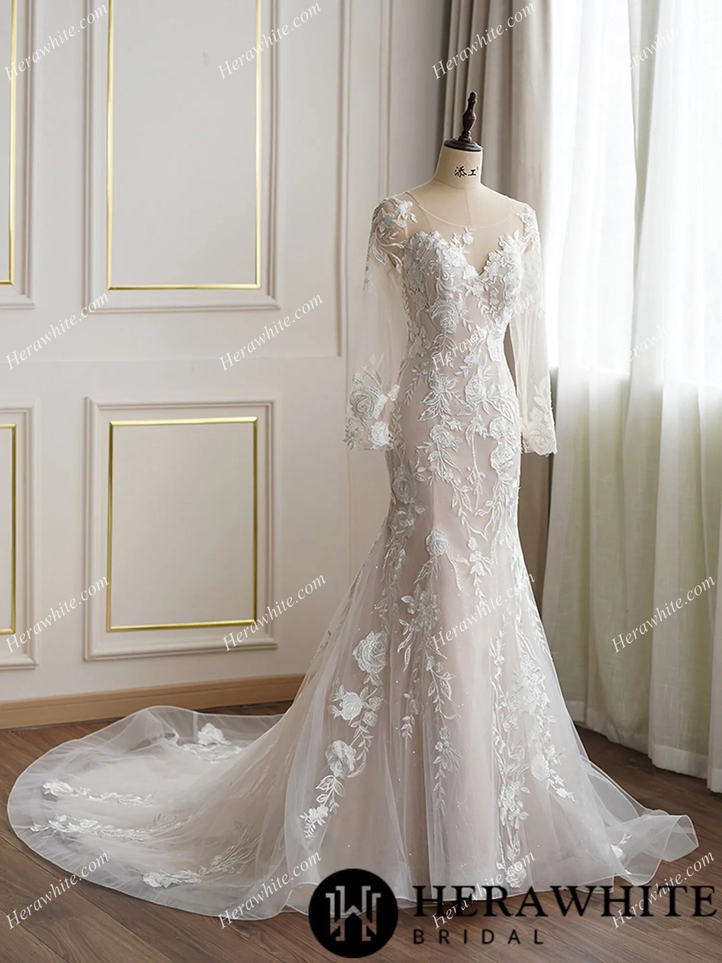 Ultimate Floral Fit and Flare Long Sleeve Wedding Dress