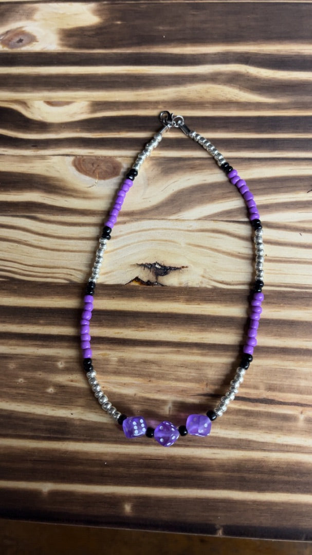 Purple dice necklace
