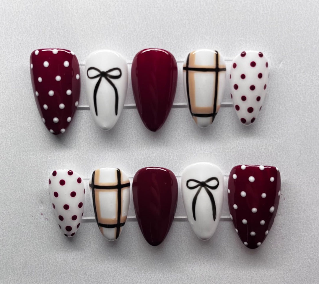 Red & White Bows + Polka Dots , X-Small