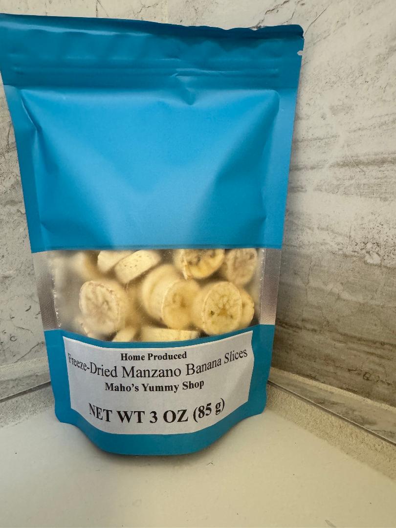 Maho's Yummy Shop Freeze-Dried Manzano Banana Slices, 3 ounces