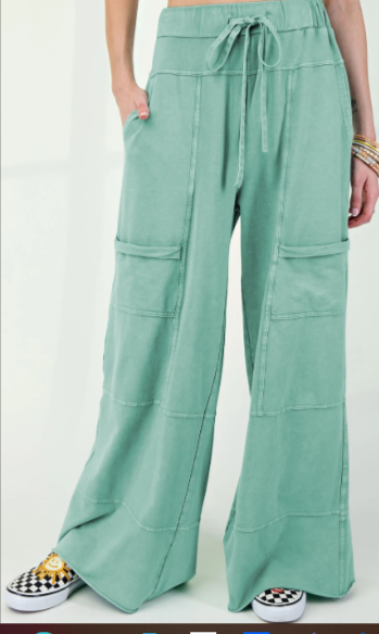 mineral washed turqoise  sweatpants, Large