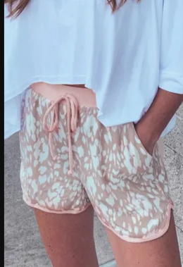 pink leopard print  shorts, Large