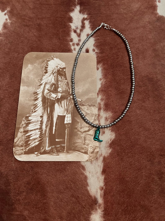 Boots & Pearls necklace