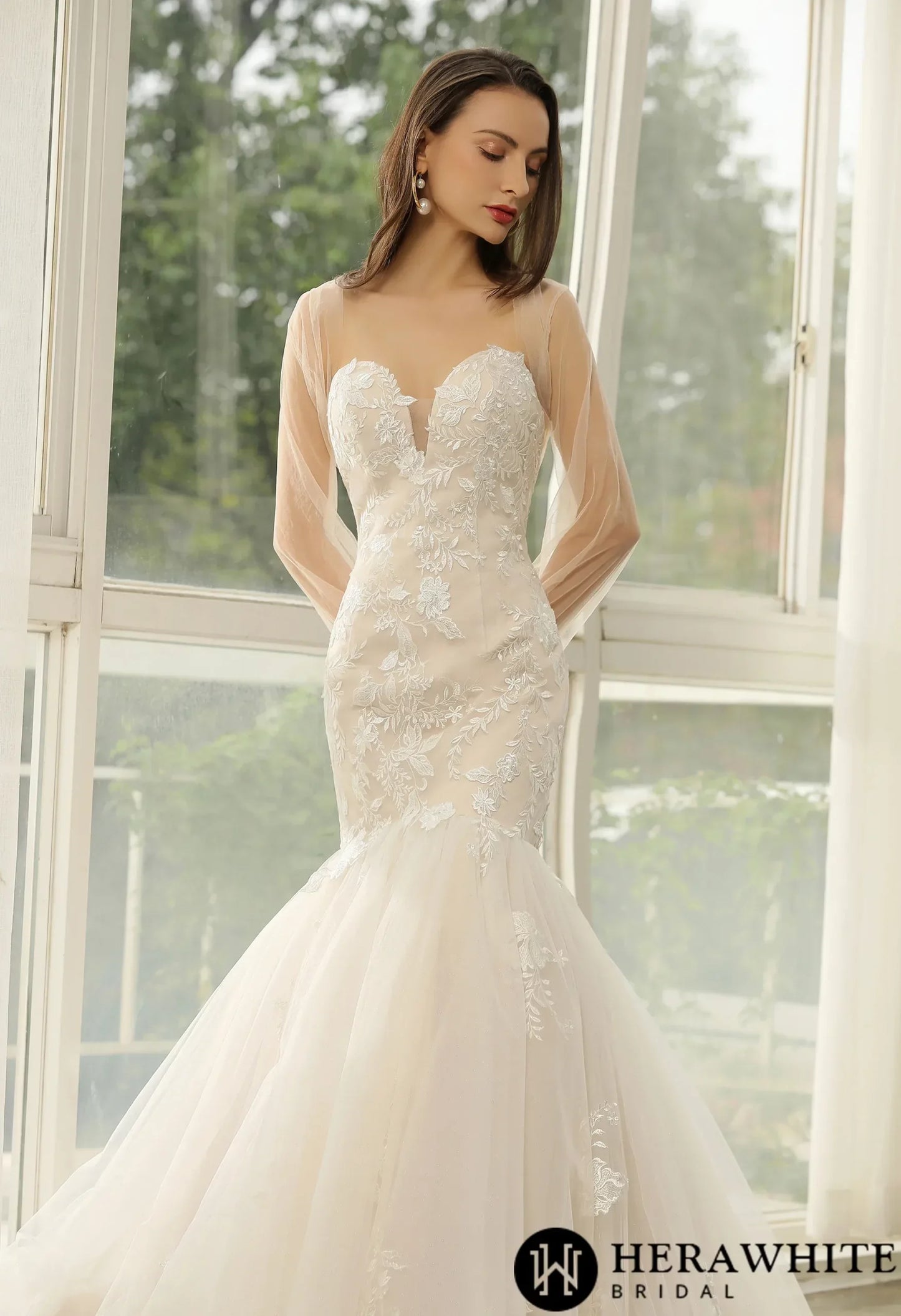 Sweetheart Lace Tulle Mermaid Wedding Gown