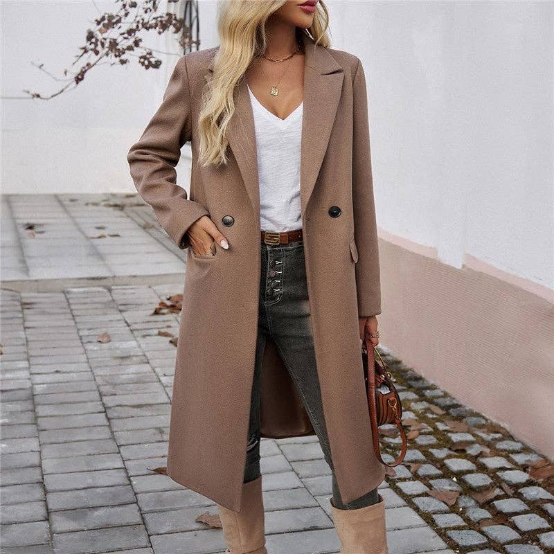 Solid Color Mid-Length Lapel Cardigan Coat