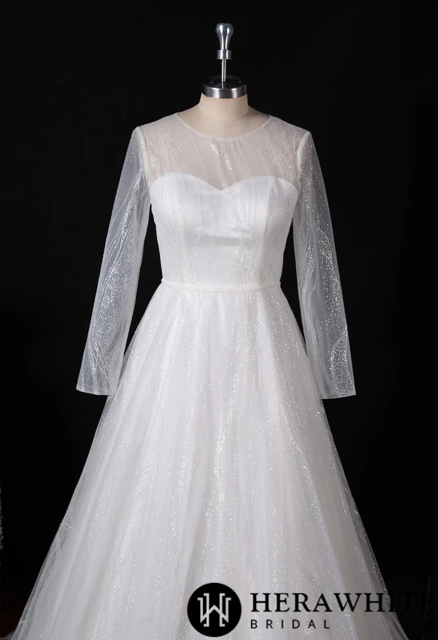 Sparkling Wedding Gown With Long Sleeve