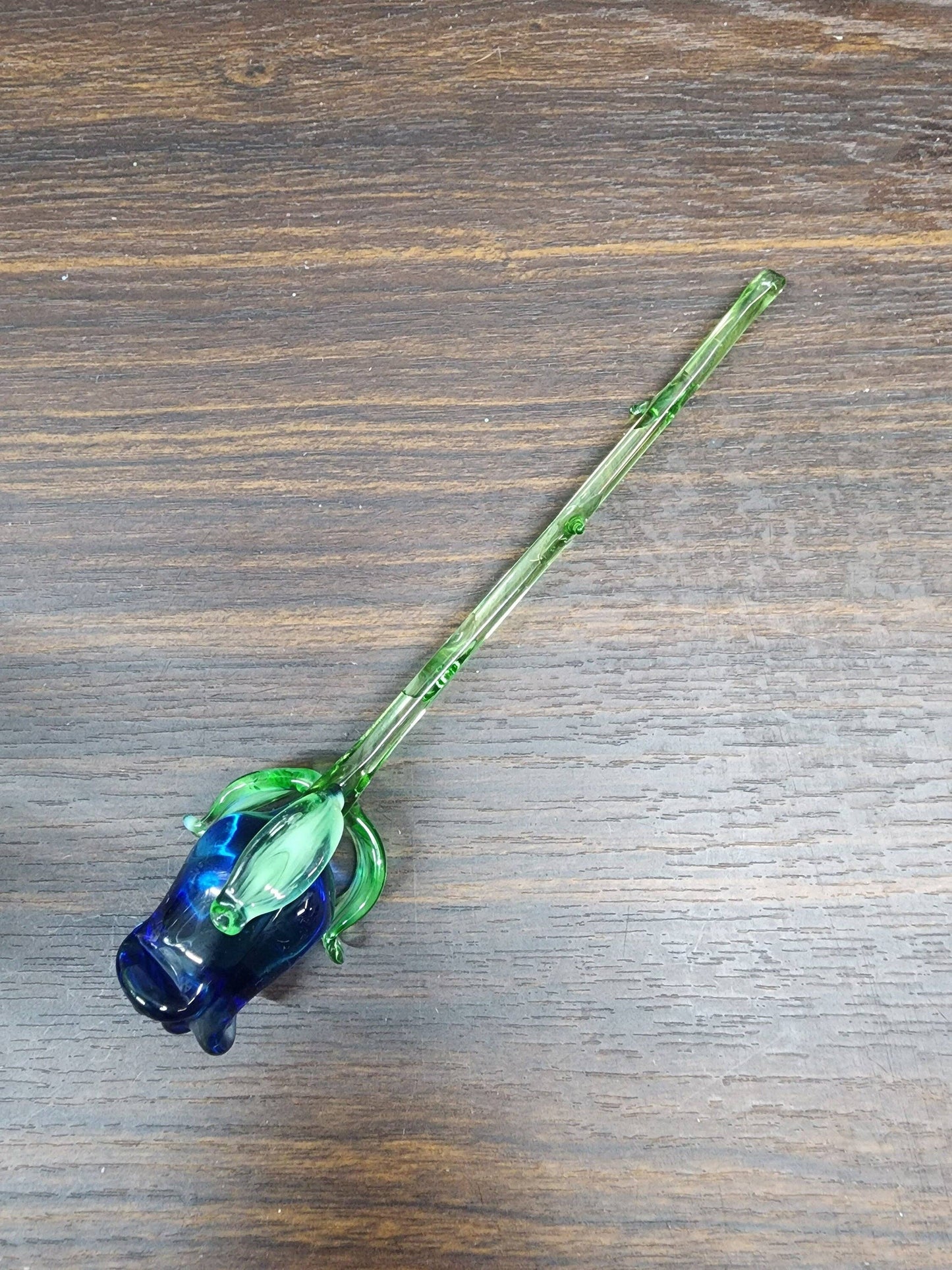 Glass Rose - Blue - Single Rose - Handmade - Short Stem