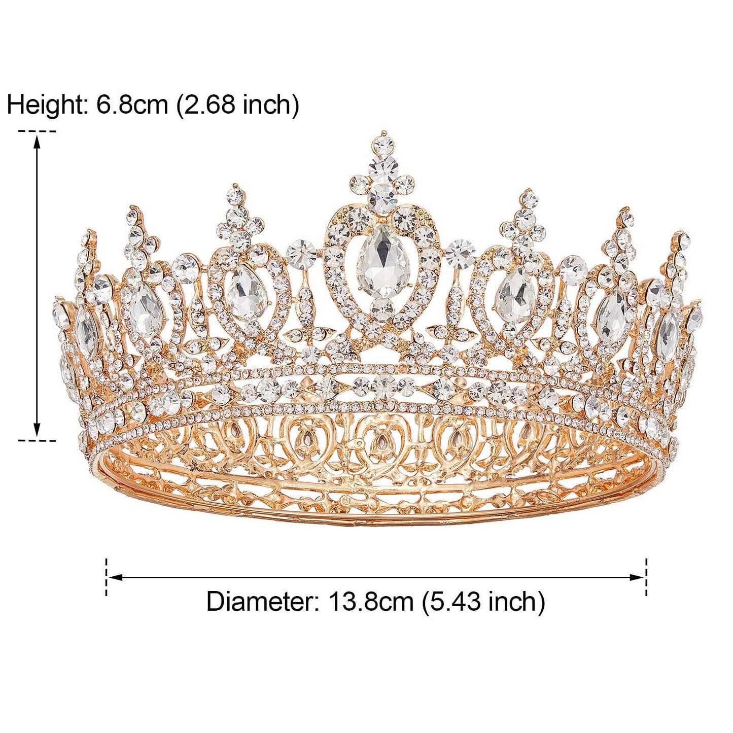 Baroque Queen Crown for Women Wedding Tiara for Bride Gold