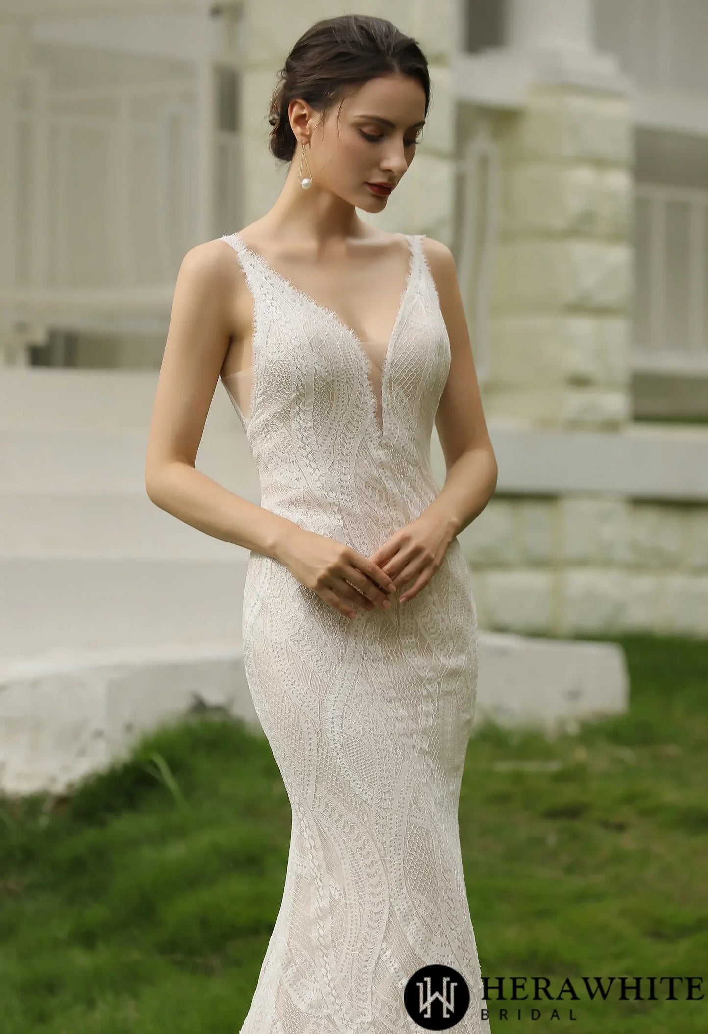 Slim and Sexy  Wedding Gown With Illusion Back