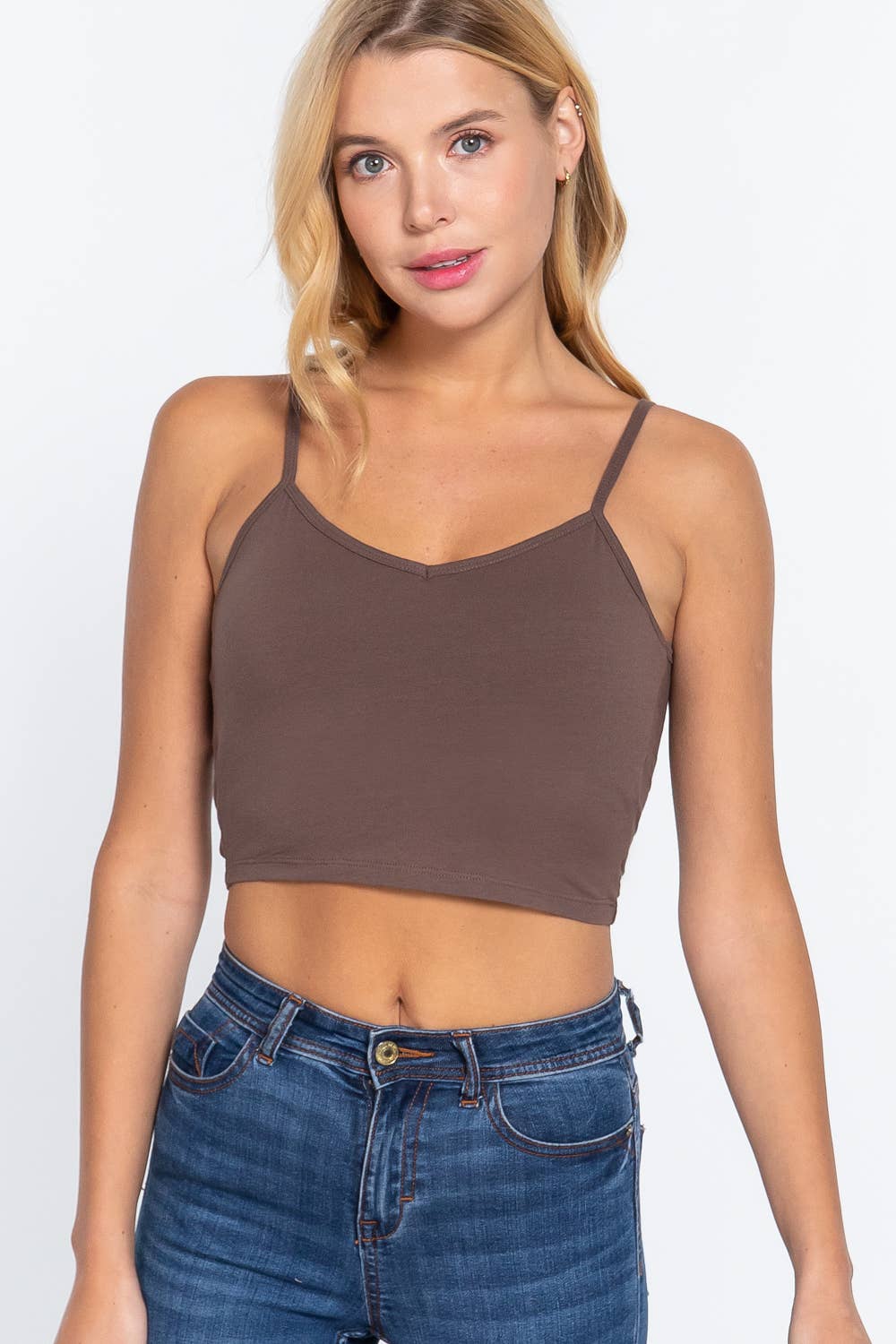 .SI-22532 FITTED REMOVABLE BRA CUP CROP CAMI