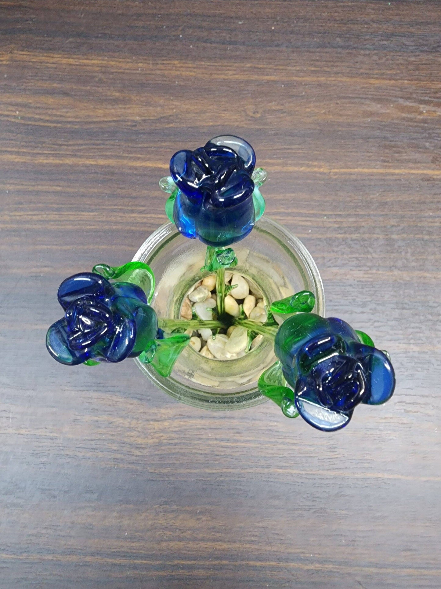 Glass Rose - Blue - Single Rose - Handmade - Short Stem