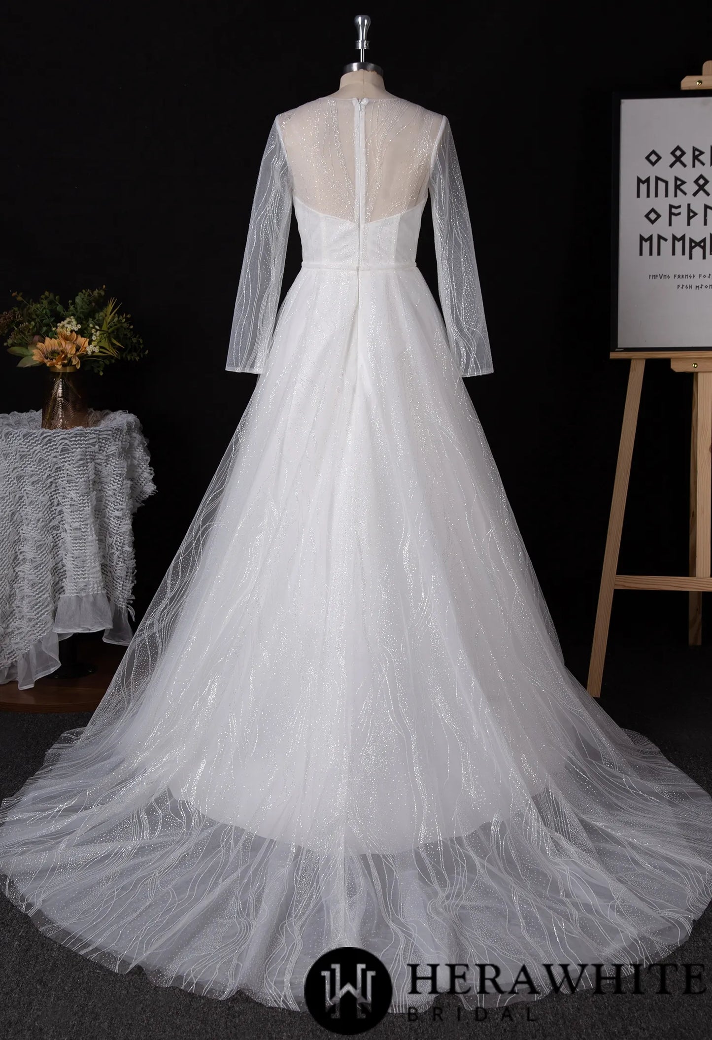 Sparkling Wedding Gown With Long Sleeve