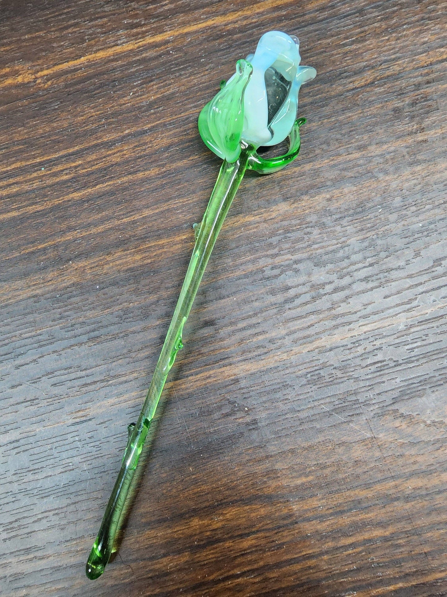 Glass Rose - White - Single Rose - Handmade - Short Stem