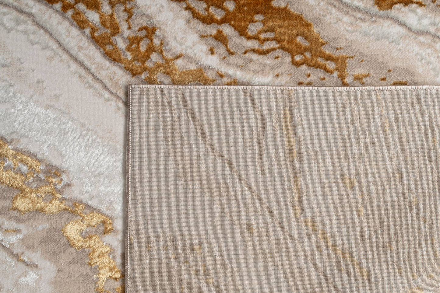 Adina Luxury Abstract Design Area Rug in Beige and Gold