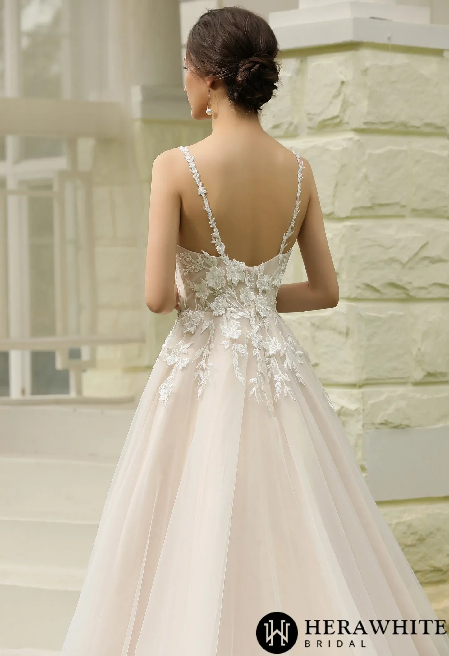 Princess Ballgown with Floral Lace Straps
