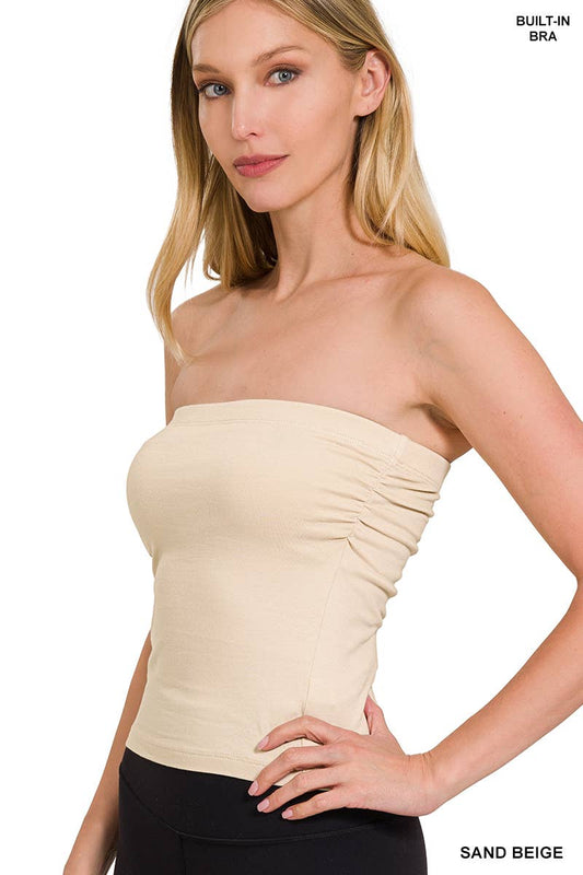 ' Cotton Built In Bra Tube Top
