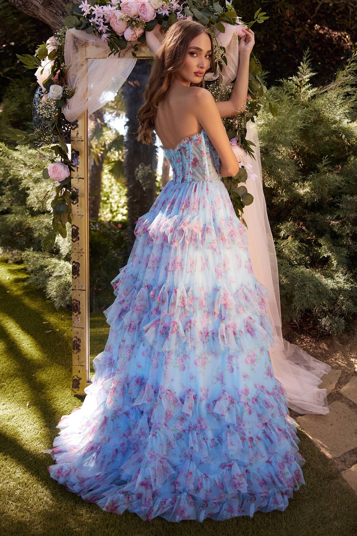 FLORAL PRINTED STRAPLESS DRESS