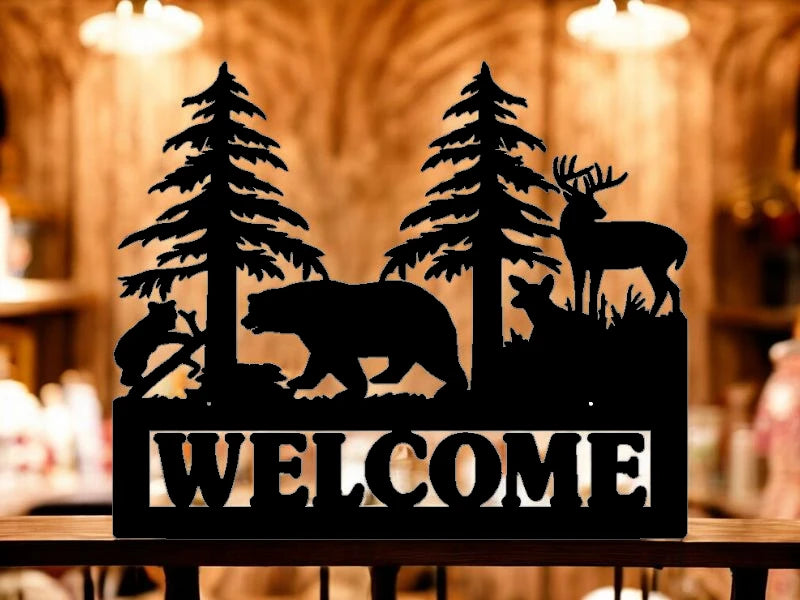 METAL Bear deer BLOCK Welcome