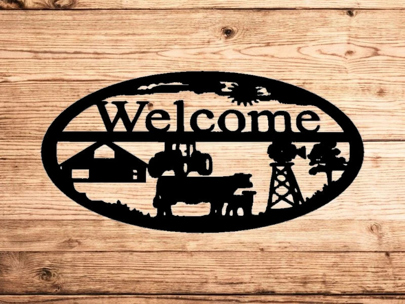 METAL Farm oval welcome