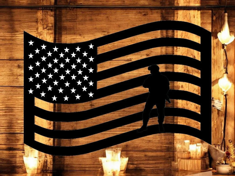 METAL Wavy Flag w/ soldier