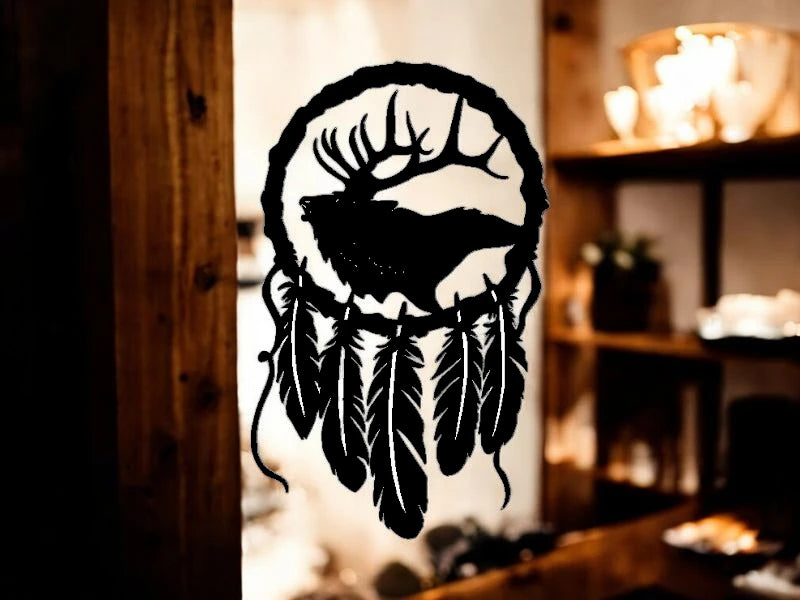 METAL Dream catcher elk head (with strings)