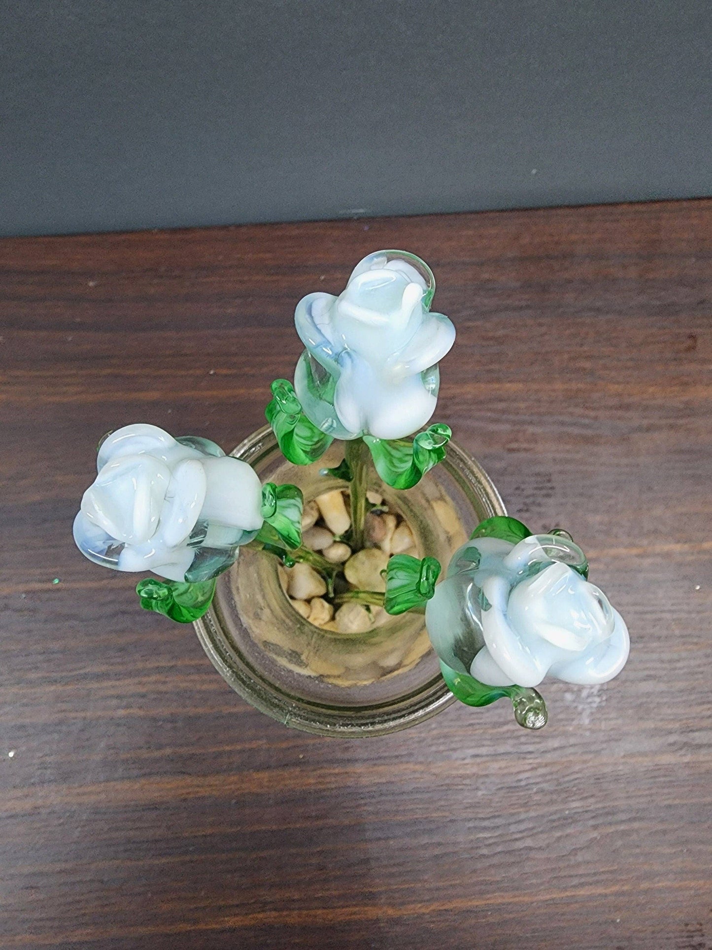 Glass Rose - White - Single Rose - Handmade - Short Stem