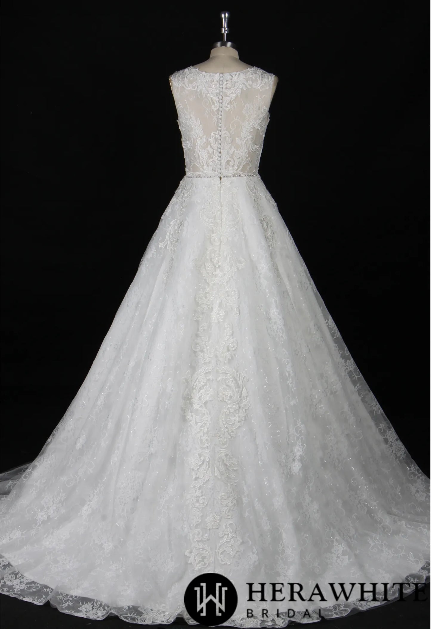 Strapless Embroidered Lace Illusion Bodice Wedding Dress