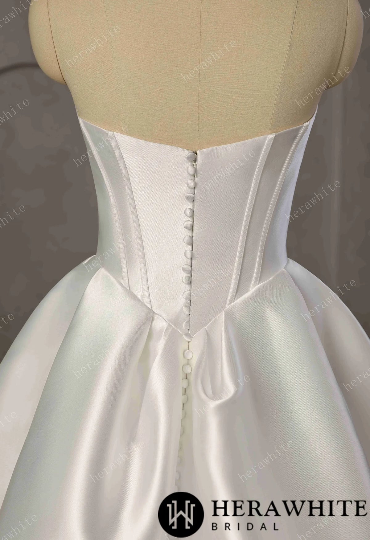 Pleated Satin Ball Gown With Dramatic Side Draped Ruffle Detail — HW3757 — image 6