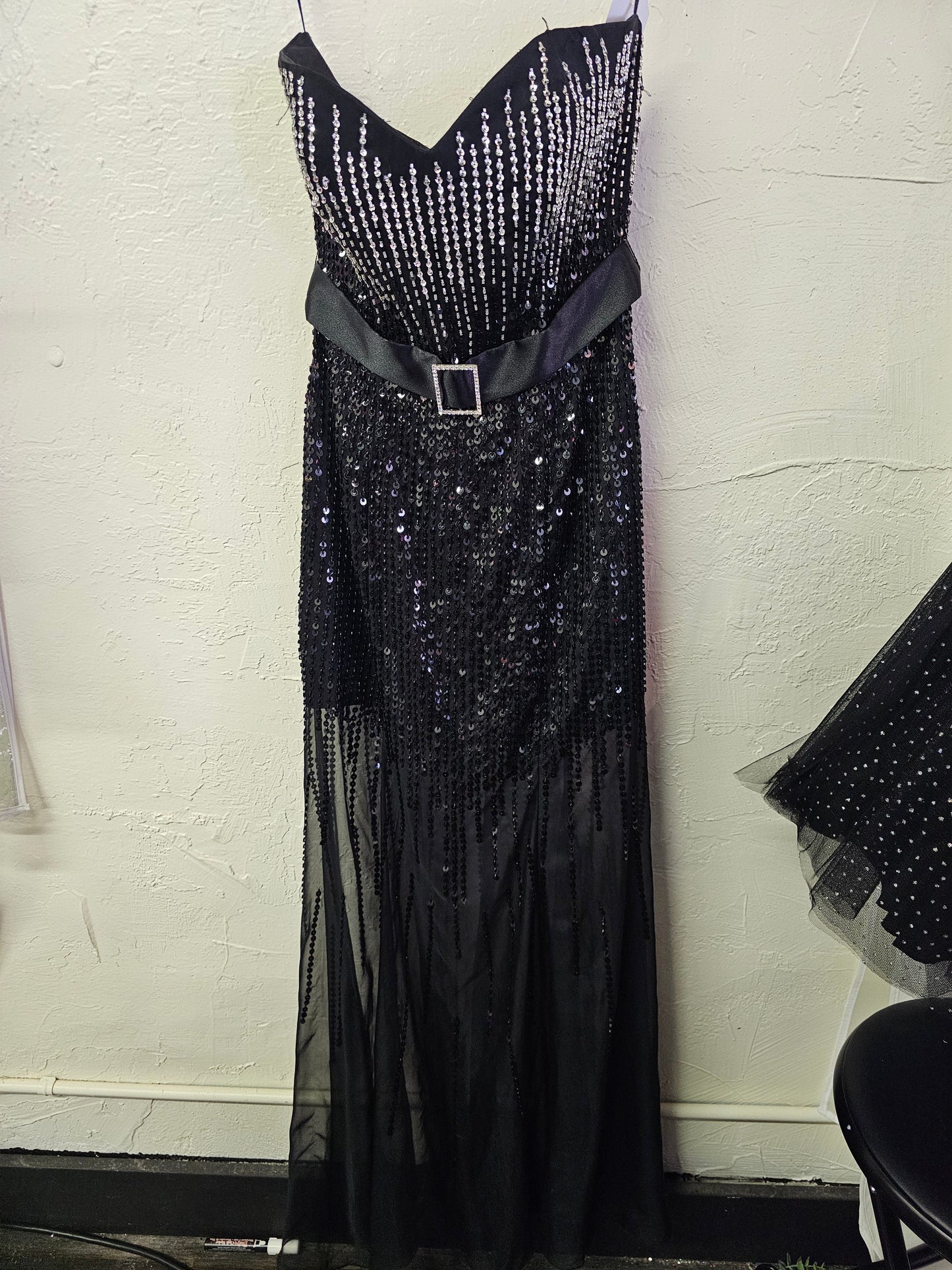 Black sequin with belt