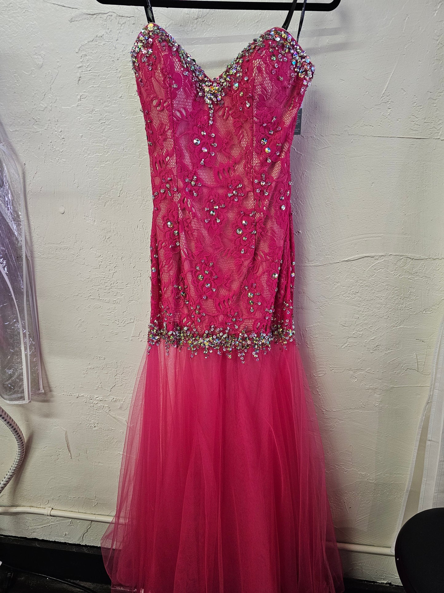 Pink lace with sheer